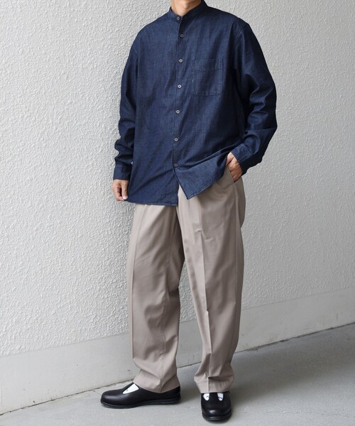 シップス エニィ（SHIPS any）/SHIPS any:〈洗濯機可能〉4．5oz ライト デニム バンドカラー シャツ◇ セール】SHIPS any:〈洗濯機可能〉4.5oz ライト デニム バンドカラー