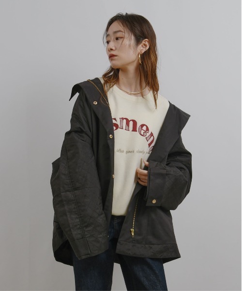 palm RICHE（ポームリシュ）の「キルティング切り替えスタンドカラービッグアウター（ステンカラーコート・レディース・ブラック/ベージュ・M）」の11枚目の写真