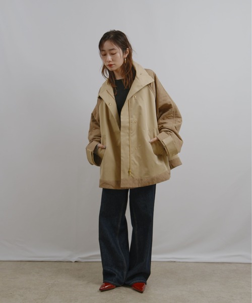 キルティング切り替えスタンドカラービッグアウター Palm Riche│Eimee