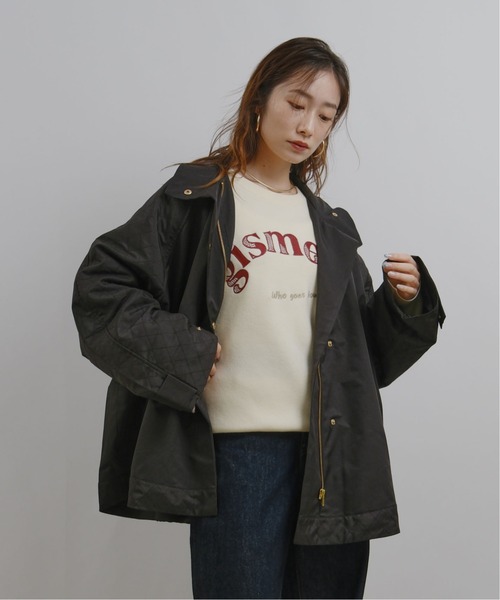 palm RICHE（ポームリシュ）の「キルティング切り替えスタンドカラービッグアウター（ステンカラーコート・レディース・ブラック/ベージュ・M）」の17枚目の写真