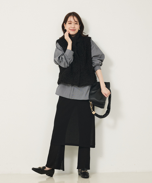 abahouse mavie(アバハウスマヴィ)の「ファーショートベスト(ベスト・レディース・キャメル/ブラック・フリー)」の19枚目の写真