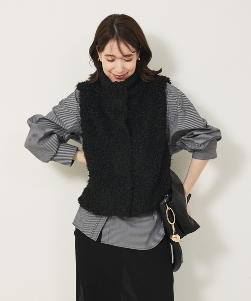 abahouse mavie(アバハウスマヴィ)の「ファーショートベスト(ベスト・レディース・キャメル/ブラック・フリー)」の18枚目の写真