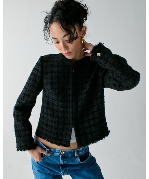 kate spade new york（ケイトスペード ニューヨーク）の「ツイード ジャケット（ノーカラージャケット・レディース・ブラック・4/2/0）」の5枚目の写真