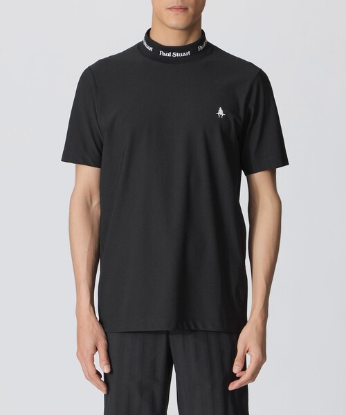 新品★Paul Stuart ゴルフ　モックネック半袖Tシャツ ブラック　L セール】【吸水速乾/UVカット】半袖モックネックTシャツ（GOLF