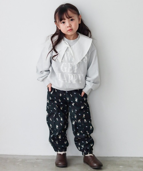 aBity select(アビティセレクト)の「【aBity select./アビティセレクト】迷彩・小花柄カーゴロングパンツ(カーゴパンツ・キッズ・ブラック/カモフラージュ・90/100/110/120)」の9枚目の写真
