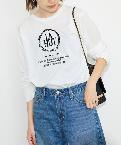 SLOBE IENA(スローブイエナ)の「La Hutte/ラ ユット SLOBE別注 ロンTEE(Tシャツ/カットソー・レディース・ホワイト×ホワイト/ホワイト/ホワイト系その他・FREE)」の1枚目の写真