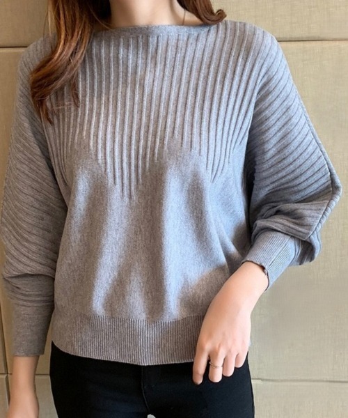Beststore(ベストストア)の「ニットトップス 薄手ニット ドルマンニット(ニット/セーター・レディース・ベージュ/イエロー/ピンク/レッド/ブルー/ブラック/グレー・FREE)」の3枚目の写真
