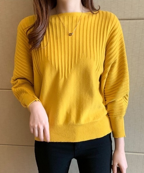 Beststore(ベストストア)の「ニットトップス 薄手ニット ドルマンニット(ニット/セーター・レディース・ベージュ/イエロー/ピンク/レッド/ブルー/ブラック/グレー・FREE)」の5枚目の写真