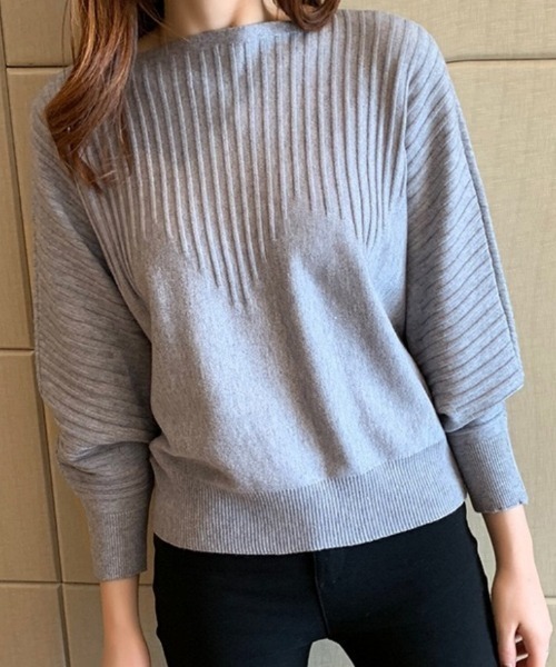 Beststore(ベストストア)の「ニットトップス 薄手ニット ドルマンニット(ニット/セーター・レディース・ベージュ/イエロー/ピンク/レッド/ブルー/ブラック/グレー・FREE)」の8枚目の写真