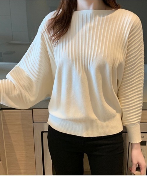 Beststore(ベストストア)の「ニットトップス 薄手ニット ドルマンニット(ニット/セーター・レディース・ベージュ/イエロー/ピンク/レッド/ブルー/ブラック/グレー・FREE)」の9枚目の写真