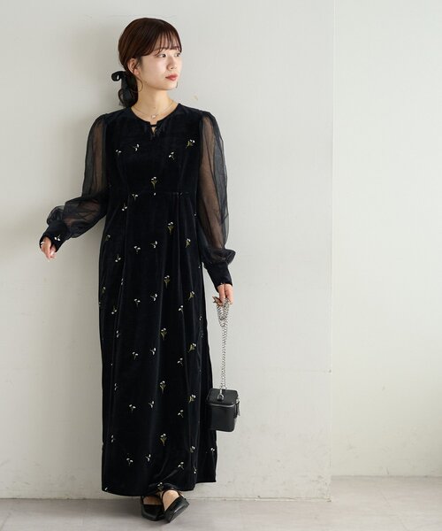 オケージョン】ベロア刺繍ワンピース（ドレス）｜DISCOAT
