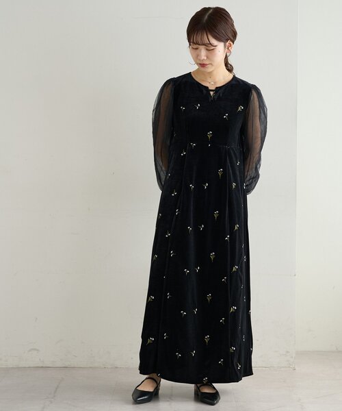 オケージョン】ベロア刺繍ワンピース（ドレス）｜DISCOAT（ディス