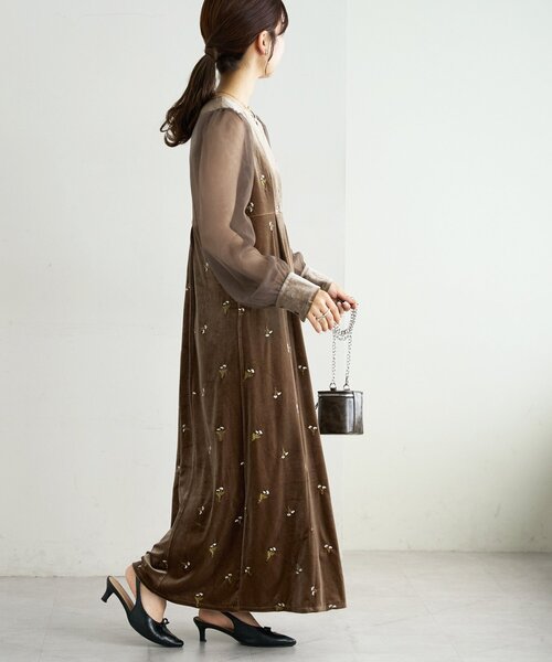 オケージョン】ベロア刺繍ワンピース（ドレス）｜DISCOAT（ディス