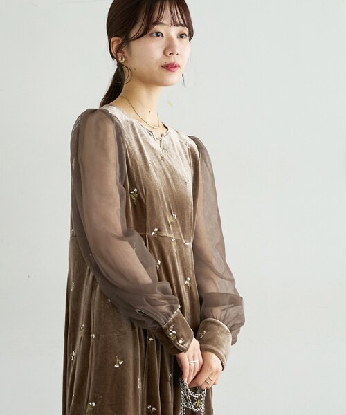 オケージョン】ベロア刺繍ワンピース（ドレス）｜DISCOAT