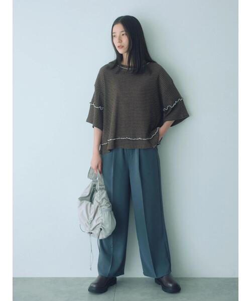 Samansa Mos2 blue(サマンサモスモスブルー)の「ストレートイージーパンツ(その他パンツ・レディース・ピンク/モカ/グリーン/チャコールグレー・F)」の4枚目の写真