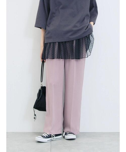 Samansa Mos2 blue(サマンサモスモスブルー)の「ストレートイージーパンツ(その他パンツ・レディース・ピンク/モカ/グリーン/チャコールグレー・F)」の13枚目の写真