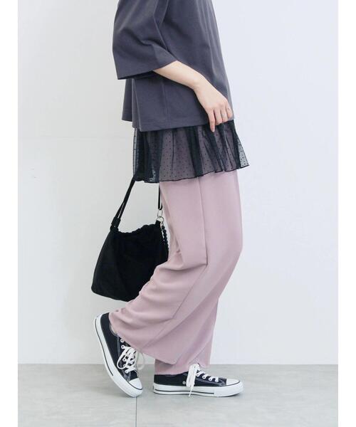 Samansa Mos2 blue(サマンサモスモスブルー)の「ストレートイージーパンツ(その他パンツ・レディース・ピンク/モカ/グリーン/チャコールグレー・F)」の14枚目の写真