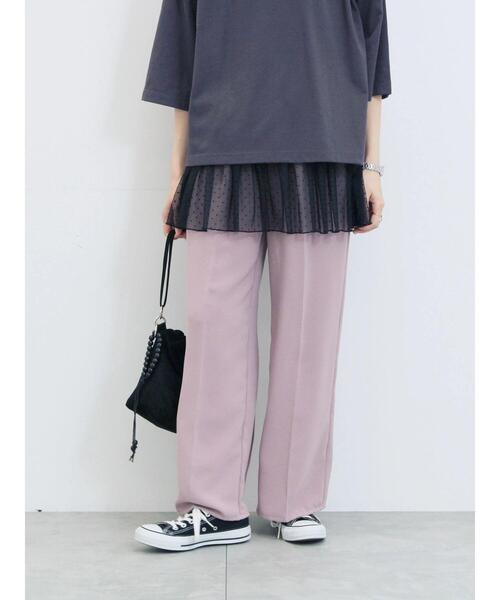 Samansa Mos2 blue(サマンサモスモスブルー)の「ストレートイージーパンツ(その他パンツ・レディース・ピンク/モカ/グリーン/チャコールグレー・F)」の15枚目の写真