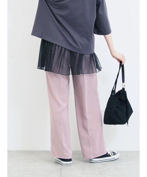 Samansa Mos2 blue(サマンサモスモスブルー)の「ストレートイージーパンツ(その他パンツ・レディース・ピンク/モカ/グリーン/チャコールグレー・F)」の16枚目の写真