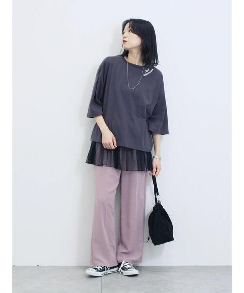 Samansa Mos2 blue(サマンサモスモスブルー)の「ストレートイージーパンツ(その他パンツ・レディース・ピンク/モカ/グリーン/チャコールグレー・F)」の18枚目の写真