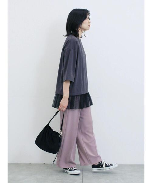 Samansa Mos2 blue(サマンサモスモスブルー)の「ストレートイージーパンツ(その他パンツ・レディース・ピンク/モカ/グリーン/チャコールグレー・F)」の19枚目の写真