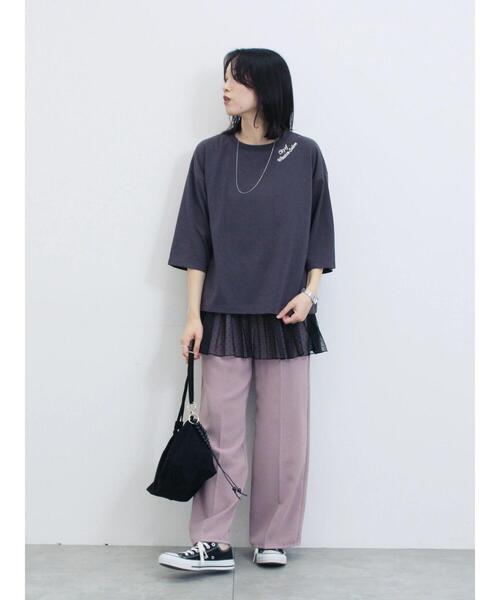 Samansa Mos2 blue(サマンサモスモスブルー)の「ストレートイージーパンツ(その他パンツ・レディース・ピンク/モカ/グリーン/チャコールグレー・F)」の20枚目の写真