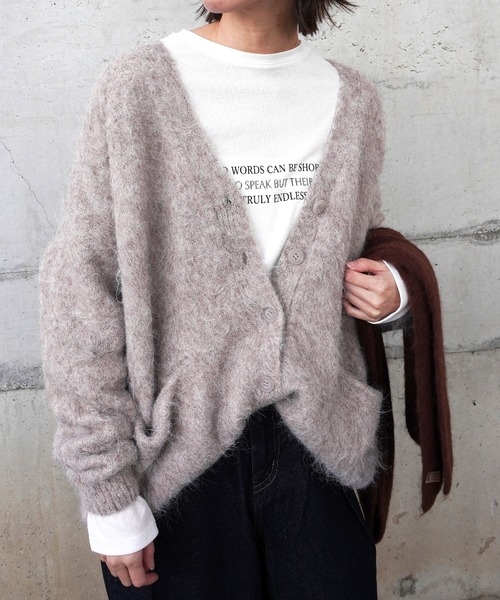 gossara(ゴサラ)の「アルパカ風カーディガン(カーディガン/ボレロ・レディース・チャコール/ブラウン/ライトベージュ/グレイッシュベージュ・FREE)」の4枚目の写真