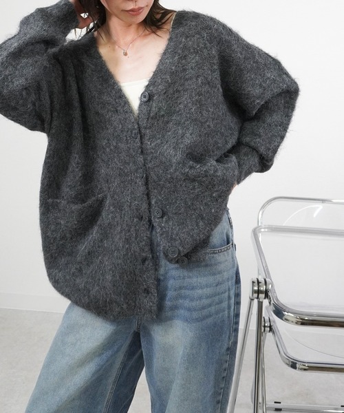 gossara(ゴサラ)の「アルパカ風カーディガン(カーディガン/ボレロ・レディース・チャコール/ブラウン/ライトベージュ/グレイッシュベージュ・FREE)」の15枚目の写真