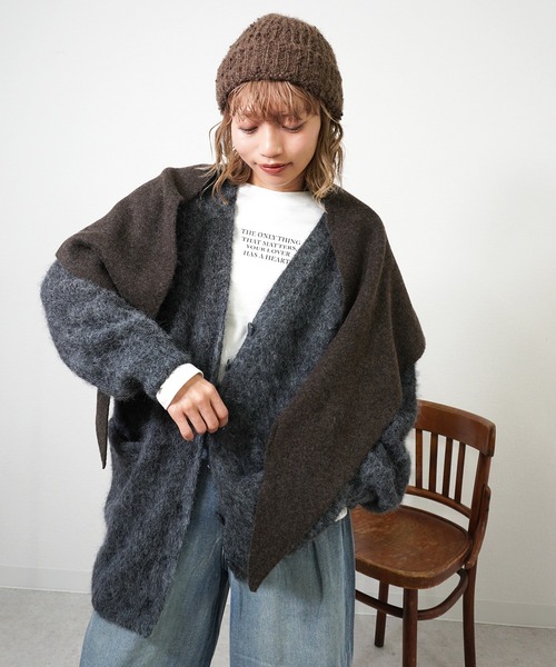 gossara(ゴサラ)の「アルパカ風カーディガン(カーディガン/ボレロ・レディース・チャコール/ブラウン/ライトベージュ/グレイッシュベージュ・FREE)」の9枚目の写真