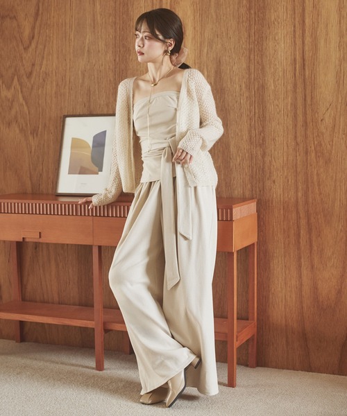 LAULEN(ローレン)の「wool mohair mix knit cardigan /ウールモヘアミックスニットカーディガン(カーディガン/ボレロ・レディース・グレー/ブラック/アイボリー・FREE)」の6枚目の写真