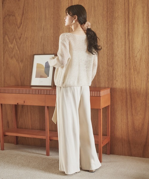 LAULEN(ローレン)の「wool mohair mix knit cardigan /ウールモヘアミックスニットカーディガン(カーディガン/ボレロ・レディース・グレー/ブラック/アイボリー・FREE)」の9枚目の写真