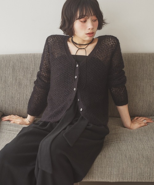 LAULEN(ローレン)の「wool mohair mix knit cardigan /ウールモヘアミックスニットカーディガン(カーディガン/ボレロ・レディース・グレー/ブラック/アイボリー・FREE)」の15枚目の写真