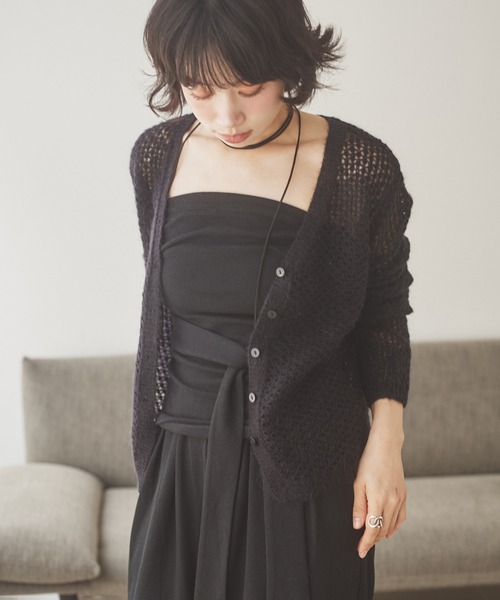 LAULEN(ローレン)の「wool mohair mix knit cardigan /ウールモヘアミックスニットカーディガン(カーディガン/ボレロ・レディース・グレー/ブラック/アイボリー・FREE)」の12枚目の写真