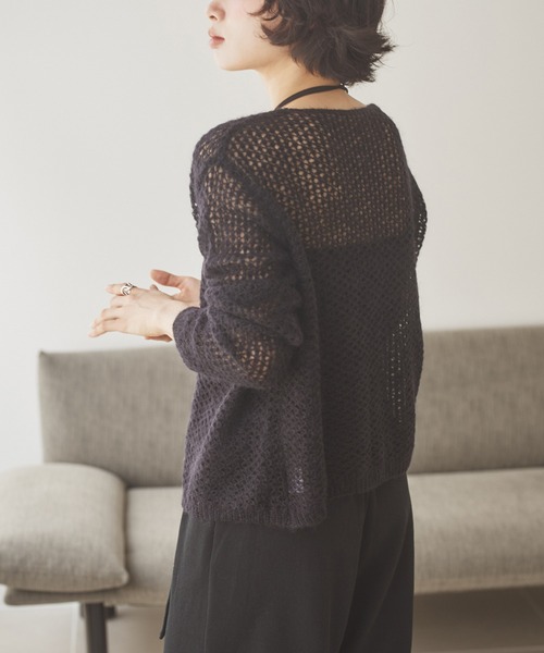 LAULEN(ローレン)の「wool mohair mix knit cardigan /ウールモヘアミックスニットカーディガン(カーディガン/ボレロ・レディース・グレー/ブラック/アイボリー・FREE)」の16枚目の写真