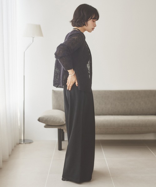 LAULEN(ローレン)の「wool mohair mix knit cardigan /ウールモヘアミックスニットカーディガン(カーディガン/ボレロ・レディース・グレー/ブラック/アイボリー・FREE)」の14枚目の写真