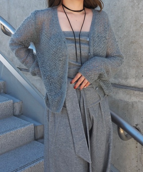 LAULEN(ローレン)の「wool mohair mix knit cardigan /ウールモヘアミックスニットカーディガン(カーディガン/ボレロ・レディース・グレー/ブラック/アイボリー・FREE)」の13枚目の写真