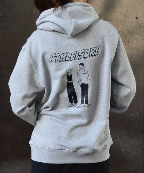 MODISH GAZE(モディシュガゼ)の「【MODISH GAZE】カップルイラスト裏毛フーディ(ATHLEISURE)(パーカー・メンズ・杢グレー/オートミール/ネイビー/グリーン/ブラック・MEDIUM/LARGE)」の2枚目の写真