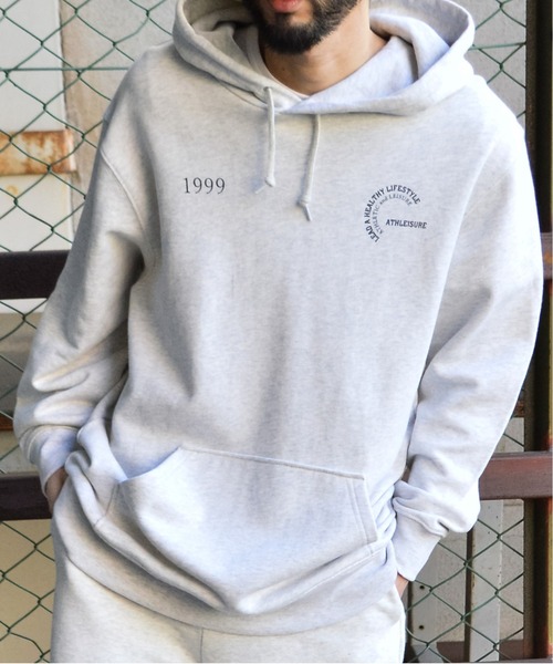 MODISH GAZE(モディシュガゼ)の「【MODISH GAZE】カップルイラスト裏毛フーディ(ATHLEISURE)(パーカー・メンズ・杢グレー/オートミール/ネイビー/グリーン/ブラック・MEDIUM/LARGE)」の10枚目の写真