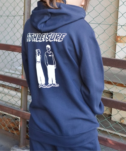MODISH GAZE(モディシュガゼ)の「【MODISH GAZE】カップルイラスト裏毛フーディ(ATHLEISURE)(パーカー・メンズ・杢グレー/オートミール/ネイビー/グリーン/ブラック・MEDIUM/LARGE)」の15枚目の写真