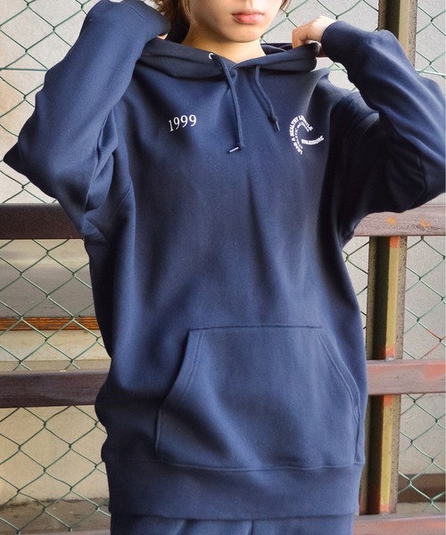 MODISH GAZE(モディシュガゼ)の「【MODISH GAZE】カップルイラスト裏毛フーディ(ATHLEISURE)(パーカー・メンズ・杢グレー/オートミール/ネイビー/グリーン/ブラック・MEDIUM/LARGE)」の16枚目の写真
