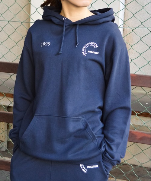 MODISH GAZE(モディシュガゼ)の「【MODISH GAZE】カップルイラスト裏毛フーディ(ATHLEISURE)(パーカー・メンズ・杢グレー/オートミール/ネイビー/グリーン/ブラック・MEDIUM/LARGE)」の17枚目の写真