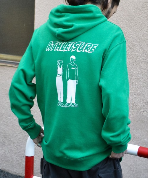MODISH GAZE(モディシュガゼ)の「【MODISH GAZE】カップルイラスト裏毛フーディ(ATHLEISURE)(パーカー・メンズ・杢グレー/オートミール/ネイビー/グリーン/ブラック・MEDIUM/LARGE)」の20枚目の写真