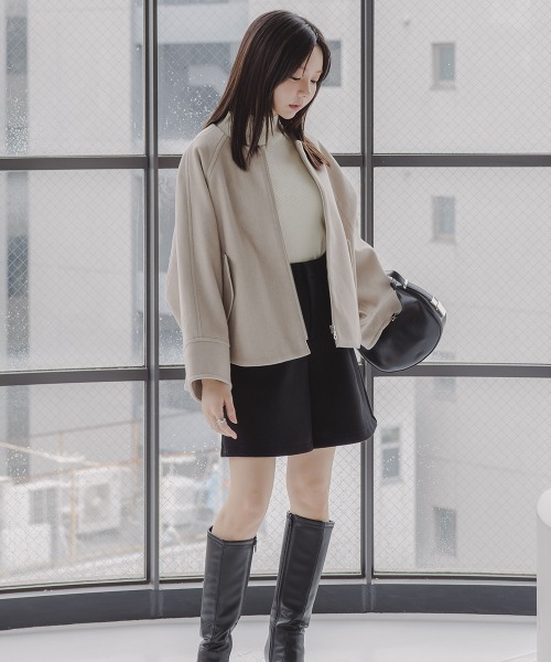 Petitjo(プッチージョ)の「小さいサイズ ドルマンジャケット 低身長さん・小柄女性(ノーカラージャケット・レディース・ブラック/モカ・M-L/XS-S)」の7枚目の写真