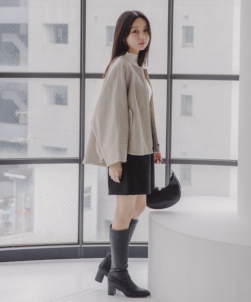 Petitjo(プッチージョ)の「小さいサイズ ドルマンジャケット 低身長さん・小柄女性(ノーカラージャケット・レディース・ブラック/モカ・M-L/XS-S)」の11枚目の写真