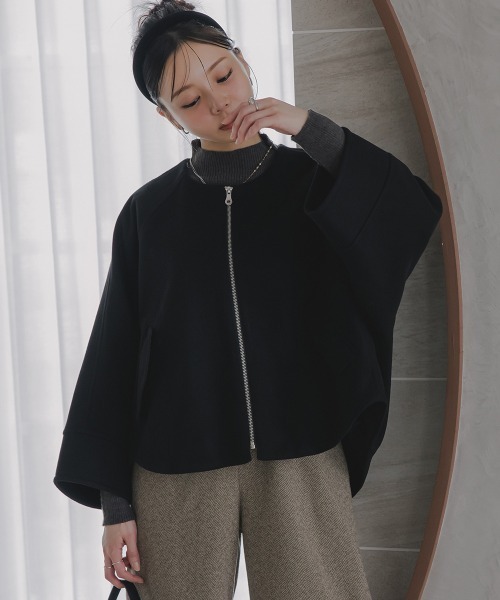 Petitjo(プッチージョ)の「小さいサイズ ドルマンジャケット 低身長さん・小柄女性(ノーカラージャケット・レディース・ブラック/モカ・M-L/XS-S)」の18枚目の写真