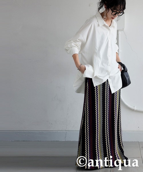 antiqua(アンティカ)の「ストライプ ミックス柄スカート(スカート・レディース・マルチ・ONESIZE)」の8枚目の写真