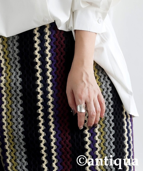 antiqua(アンティカ)の「ストライプ ミックス柄スカート(スカート・レディース・マルチ・ONESIZE)」の9枚目の写真