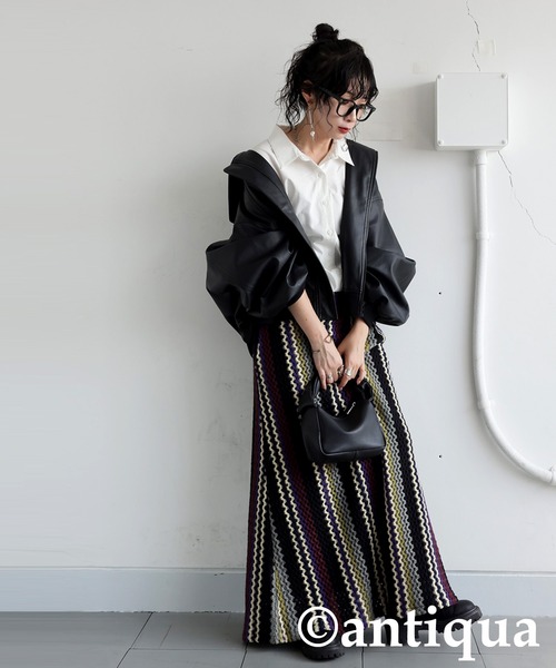 antiqua(アンティカ)の「ストライプ ミックス柄スカート(スカート・レディース・マルチ・ONESIZE)」の12枚目の写真