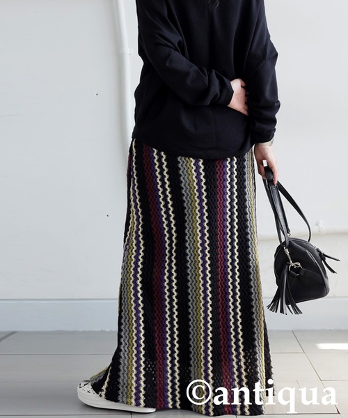 antiqua(アンティカ)の「ストライプ ミックス柄スカート(スカート・レディース・マルチ・ONESIZE)」の17枚目の写真