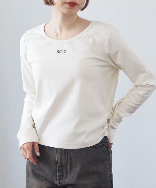 tiptop(ティップトップ)の「硫化染めギャザーロゴロンT(Tシャツ/カットソー・レディース・ブラウン/アイボリー/ブラック/ブラック系その他/ホワイト系その他・FREE)」の11枚目の写真